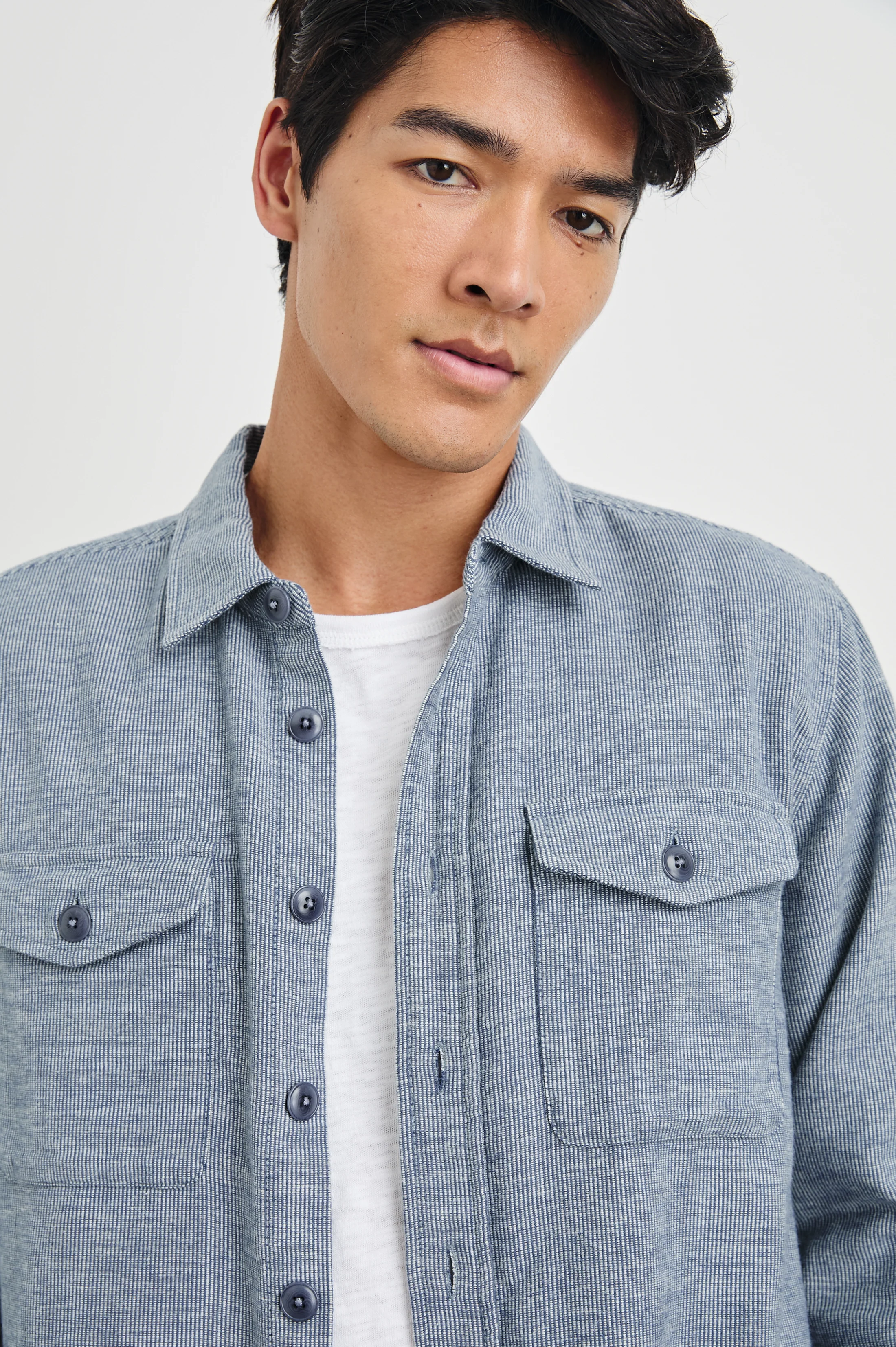 BURR SHIRT JACKET - DENIM WHITE - Image 2
