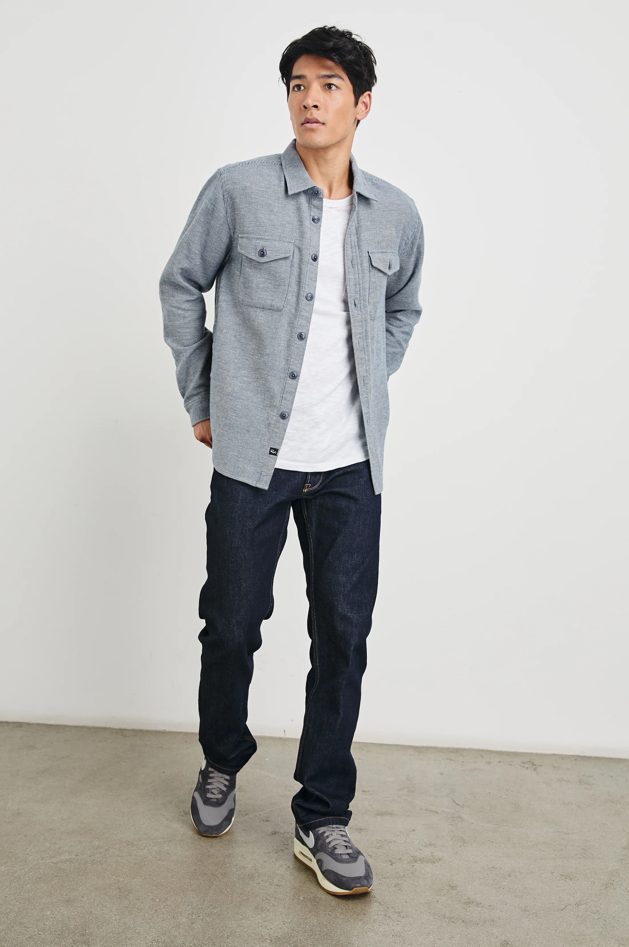 BURR SHIRT JACKET - DENIM WHITE - Image 3