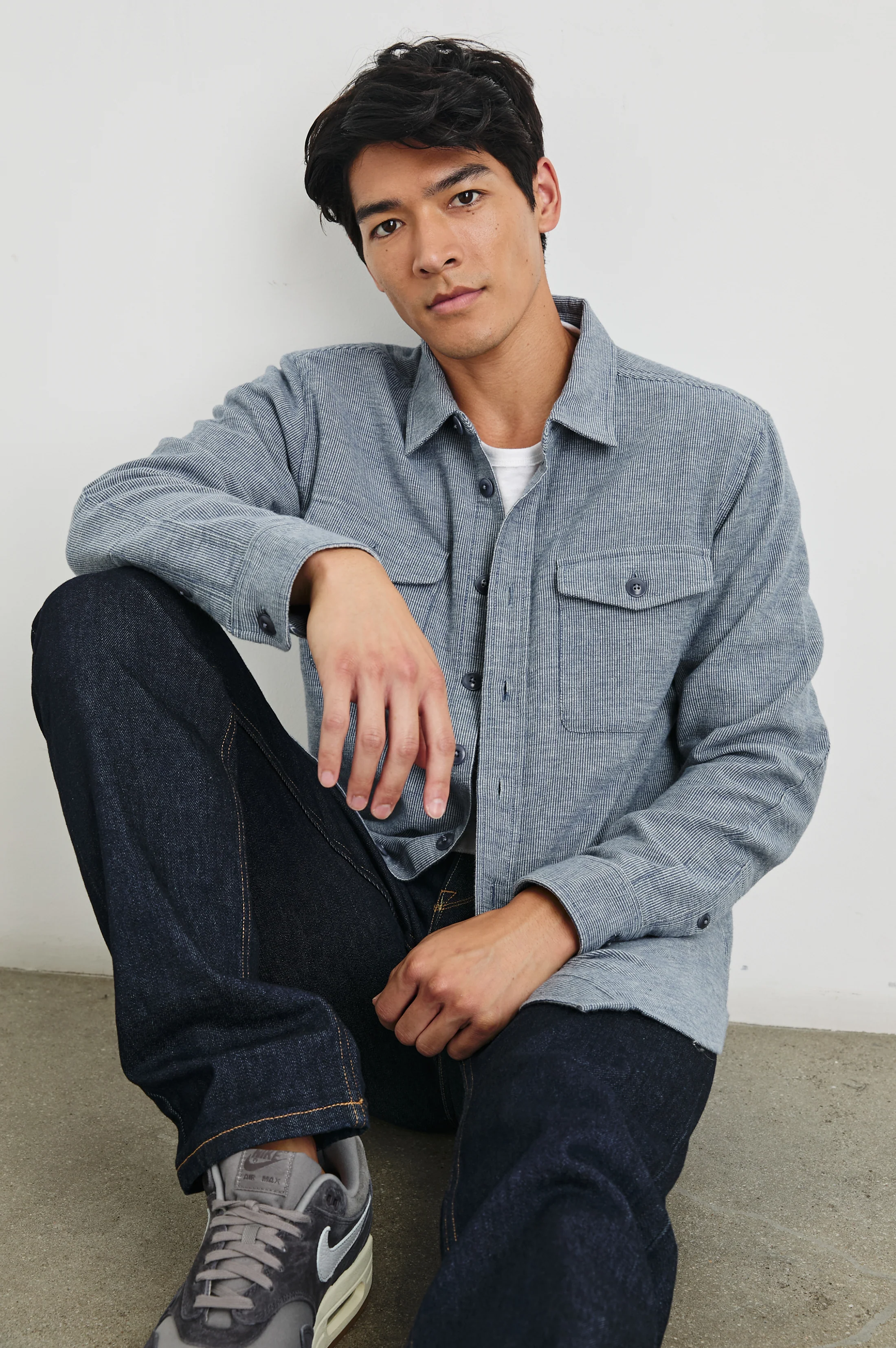 BURR SHIRT JACKET - DENIM WHITE - Image 4