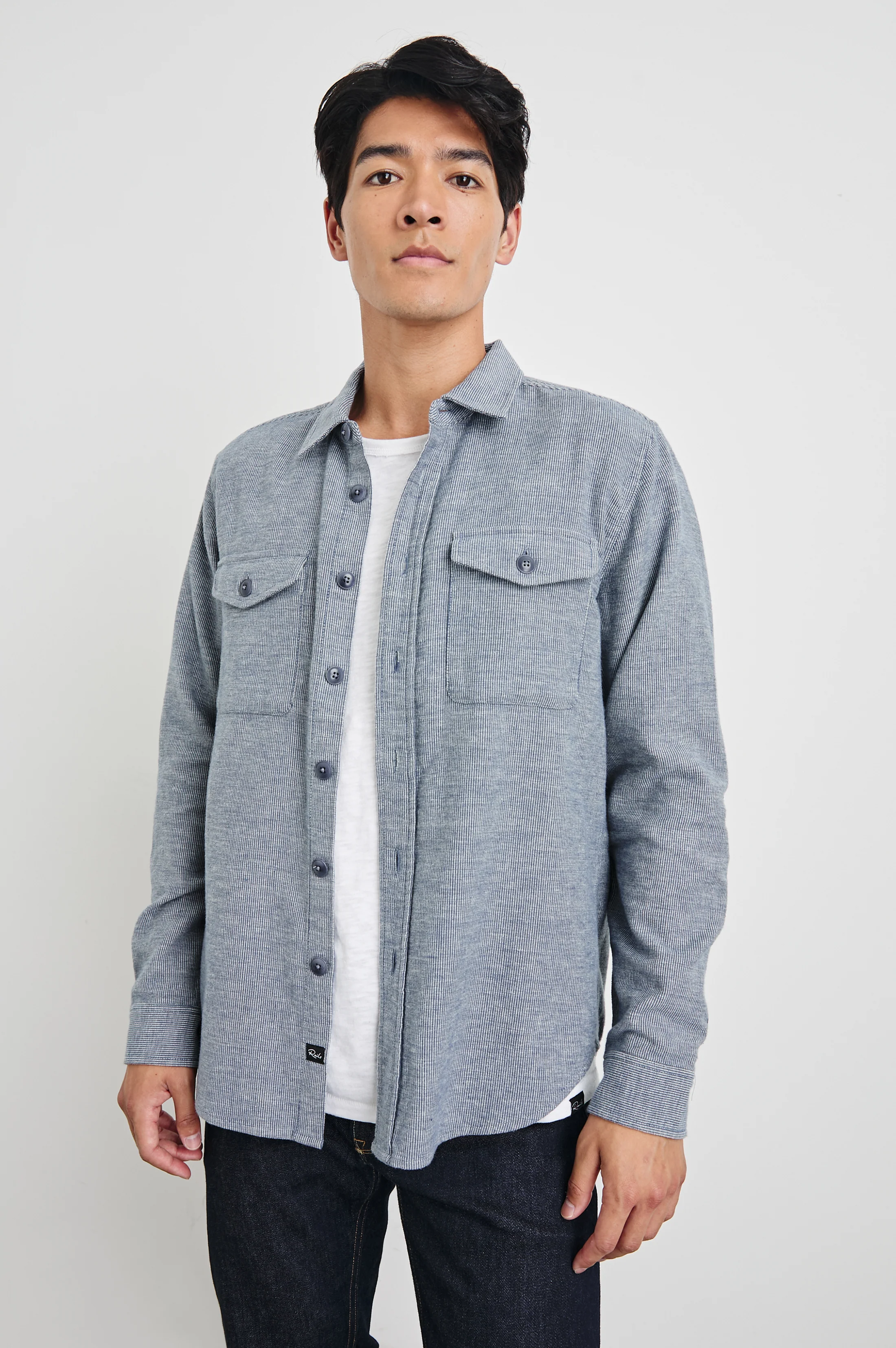 BURR SHIRT JACKET - DENIM WHITE - Image 5
