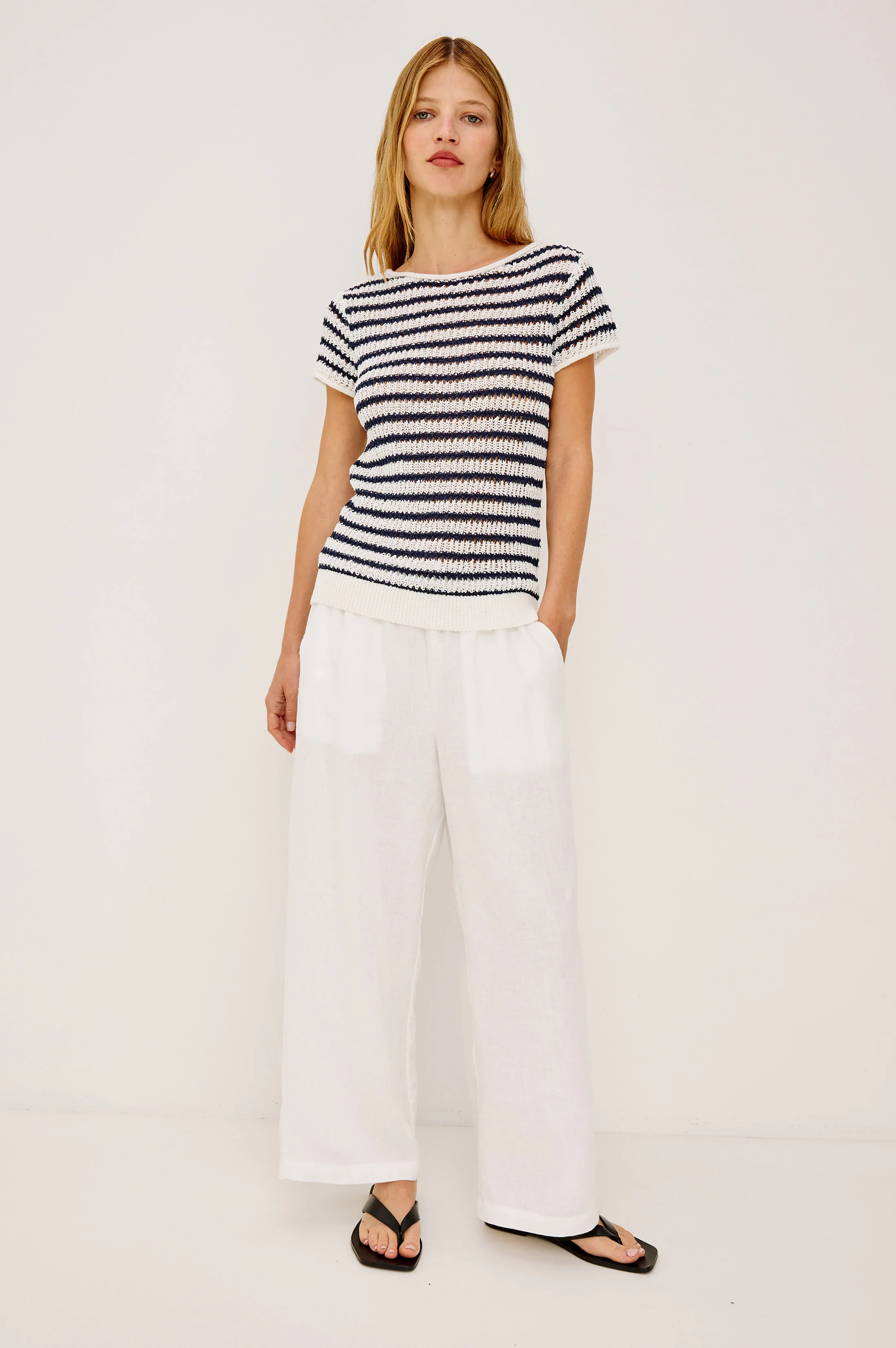 CADY TOP - IVORY INDIGO STRIPE - Image 3