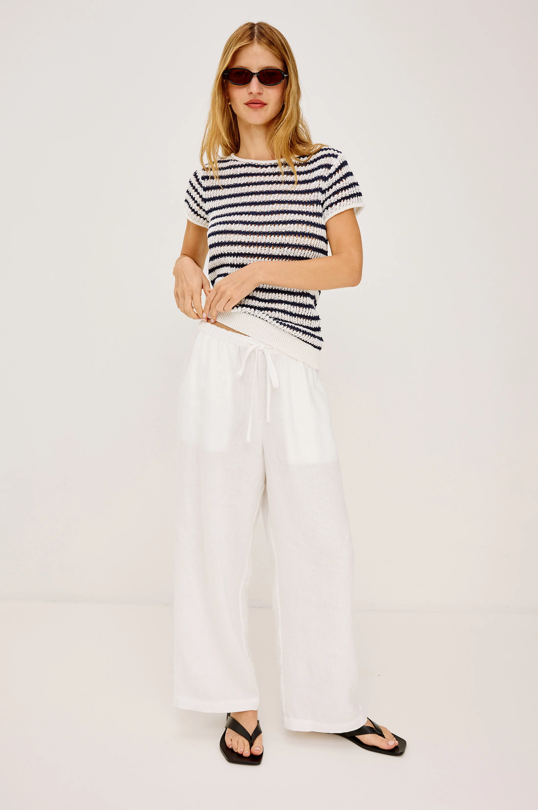 CADY TOP - IVORY INDIGO STRIPE - Image 4