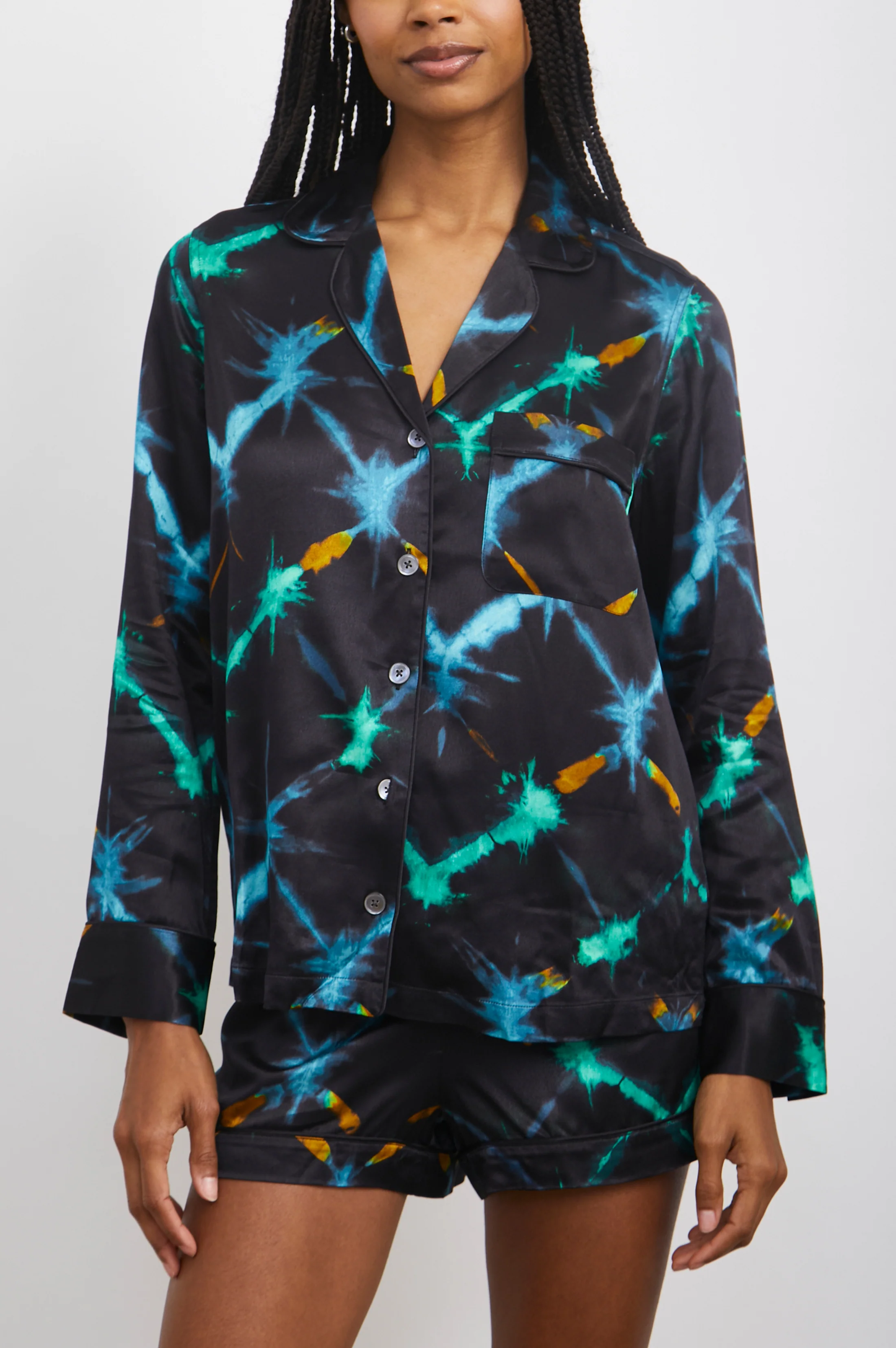 CLARISE PAJAMA SET - BLACK NEON IKAT