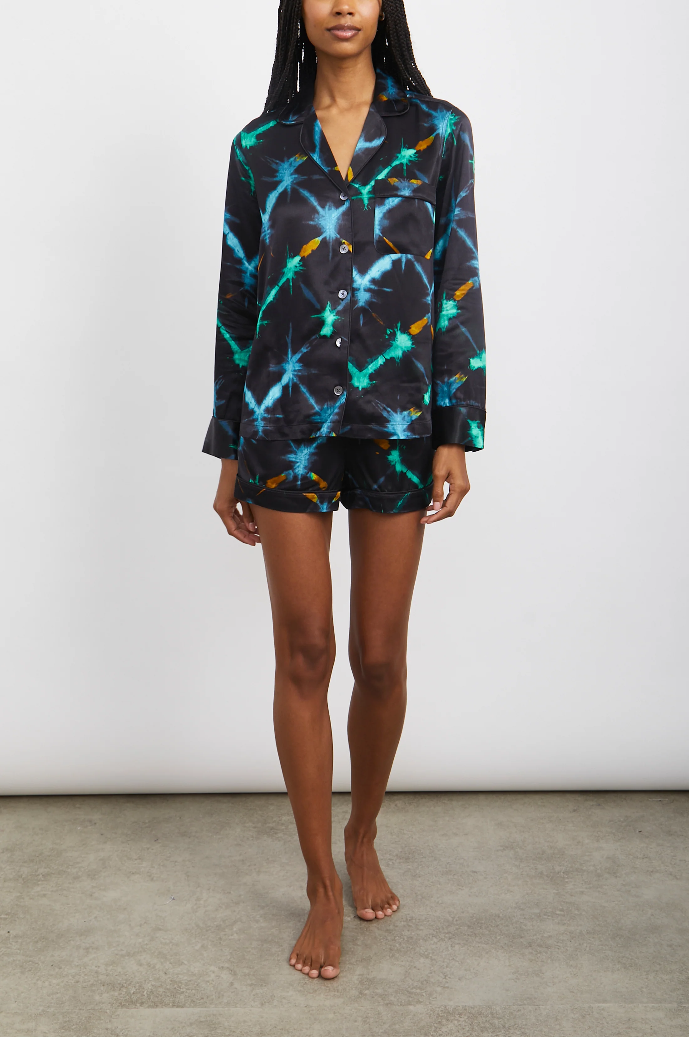 CLARISE PAJAMA SET - BLACK NEON IKAT - Image 3