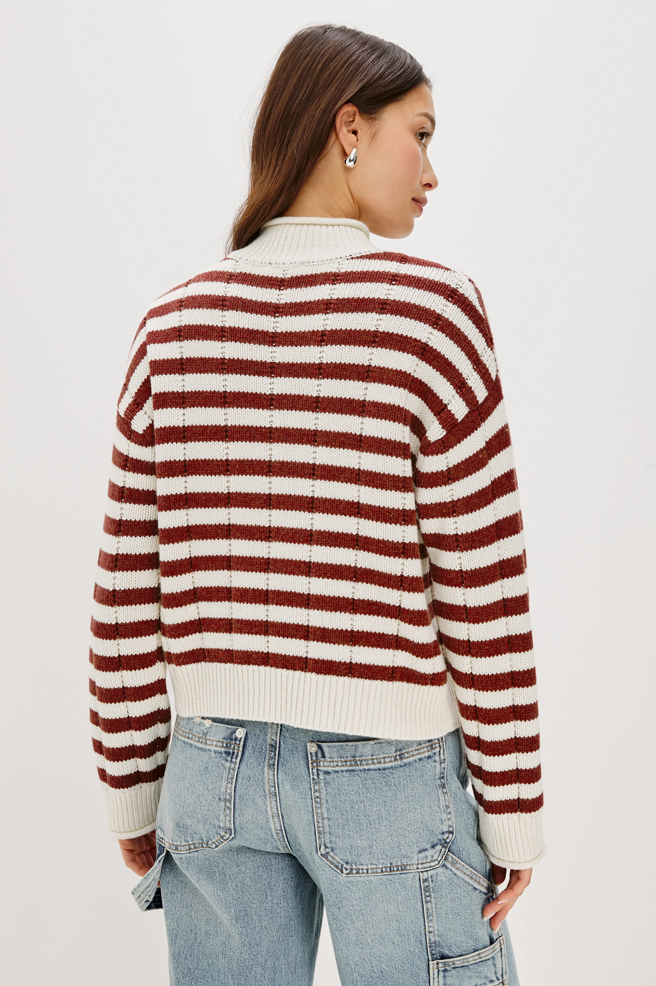 CORRINE SWEATER - IVORY RUSSET STRIPE - Image 5