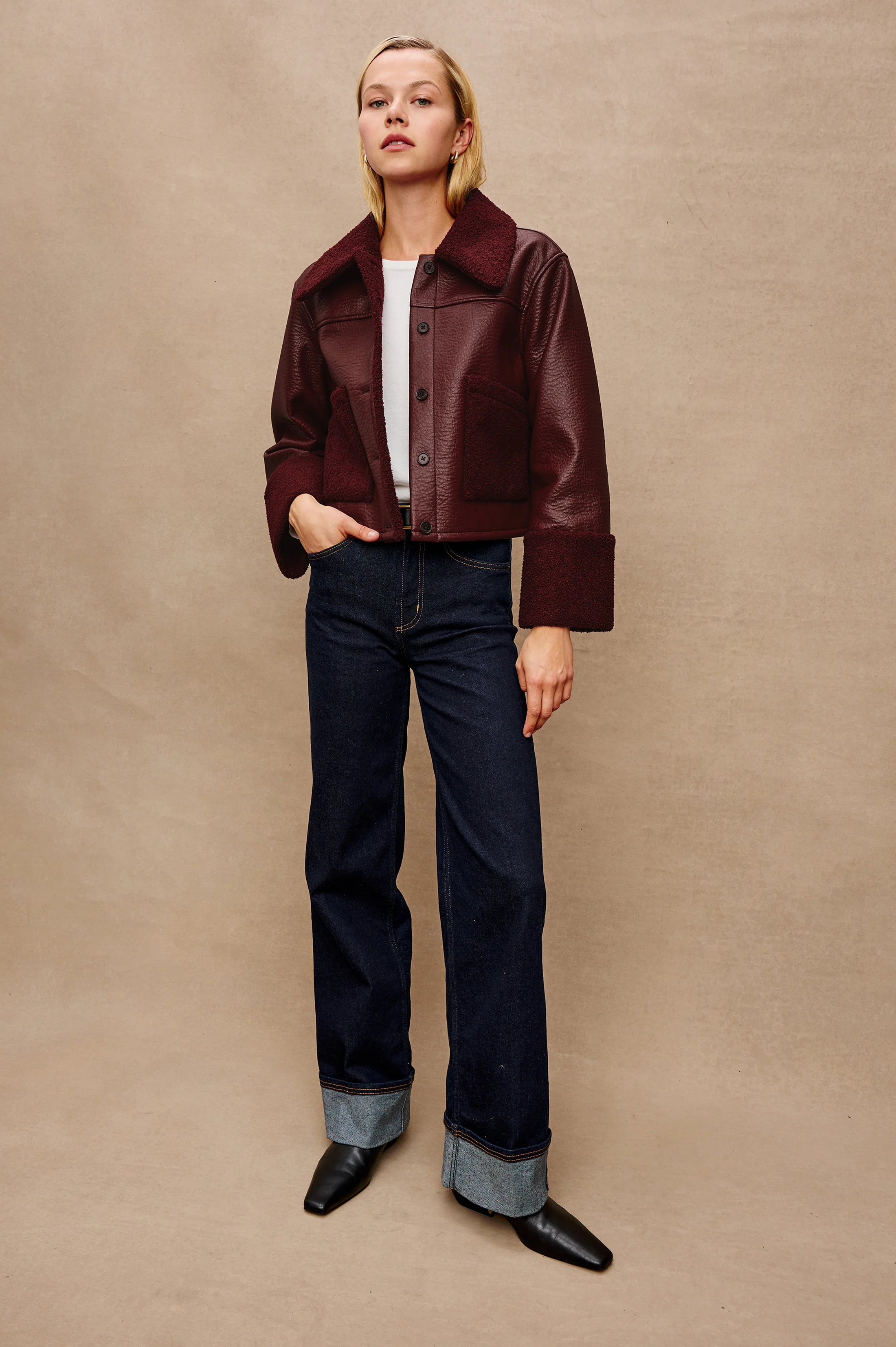 DRIA JACKET - MAROON SHEARLING - Image 2