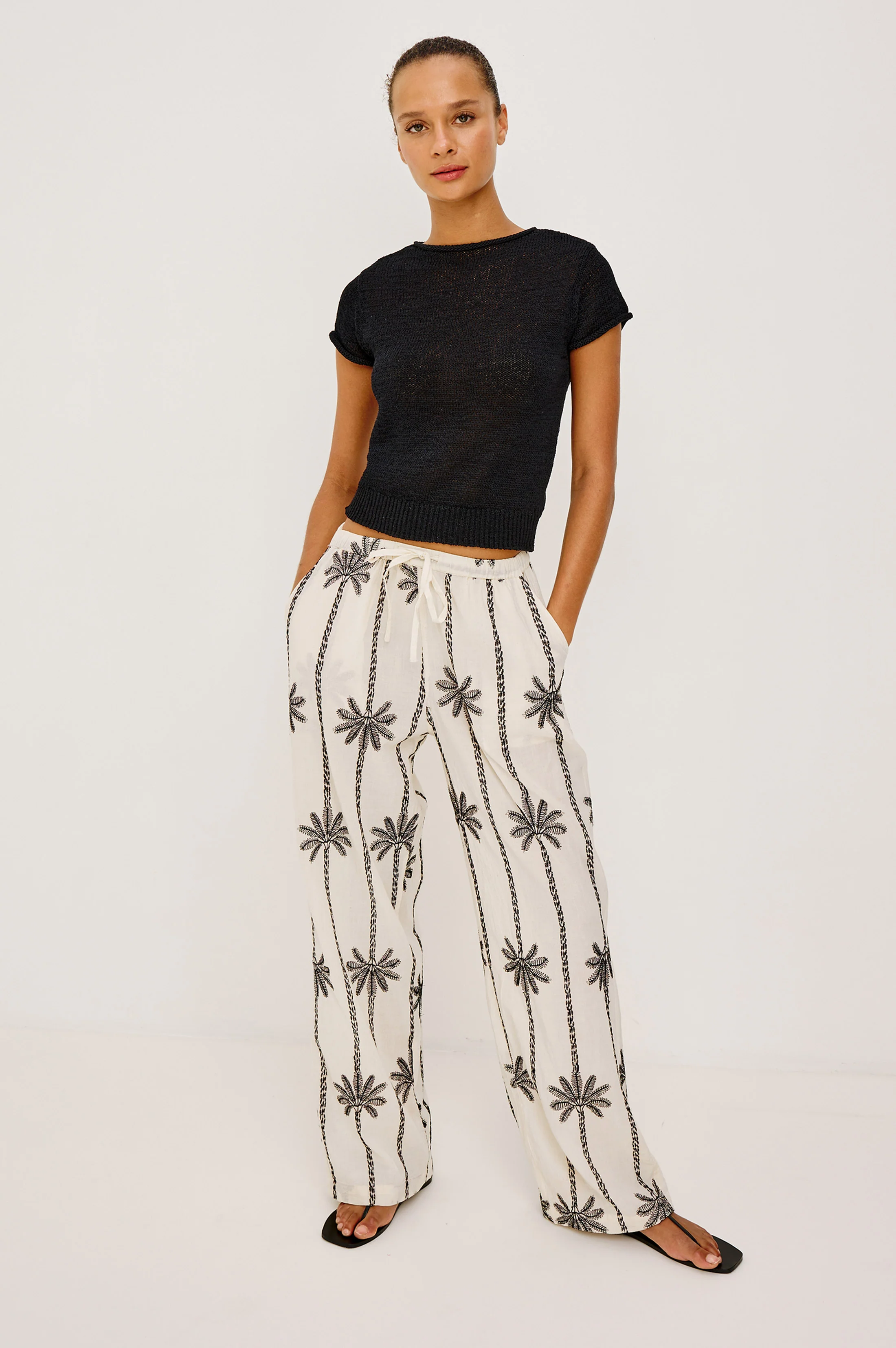 EMMIE PANT - EMBROIDERED PALMS - Image 3