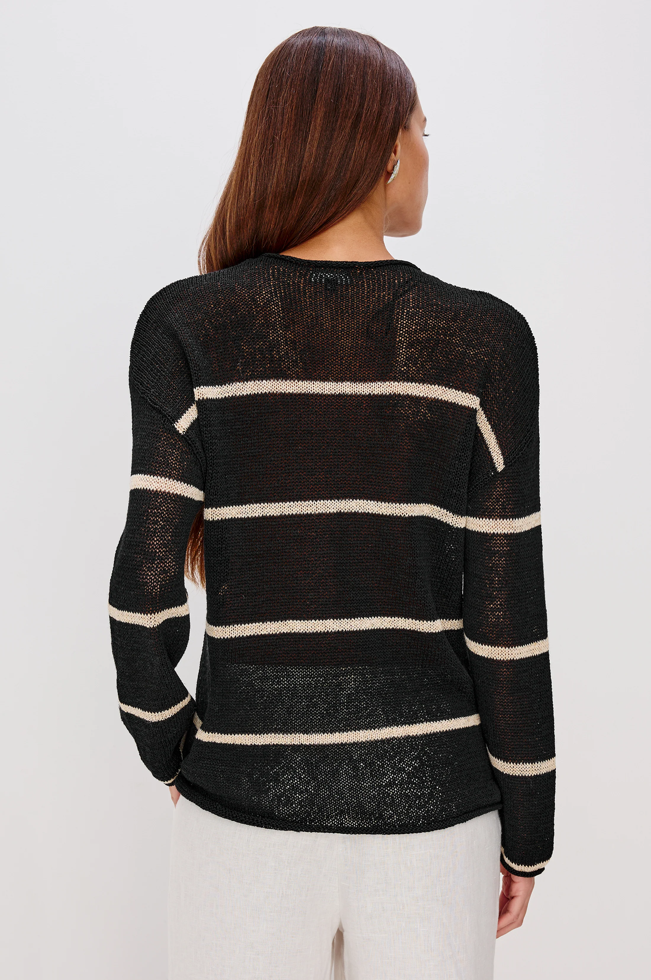 EVANGELINE SWEATER - BLACK LINEN STRIPE - Image 5
