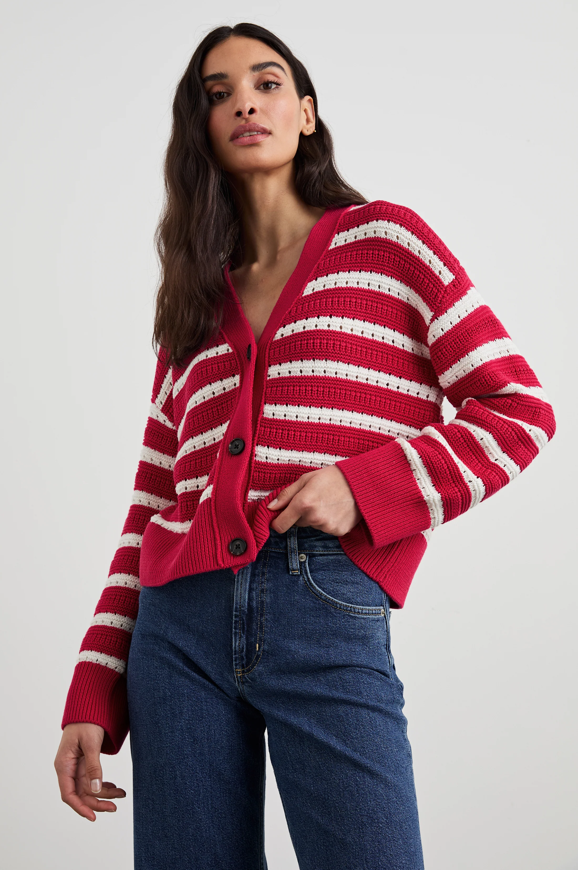 GENEVA CARDIGAN - PINK STRIPE - Image 4