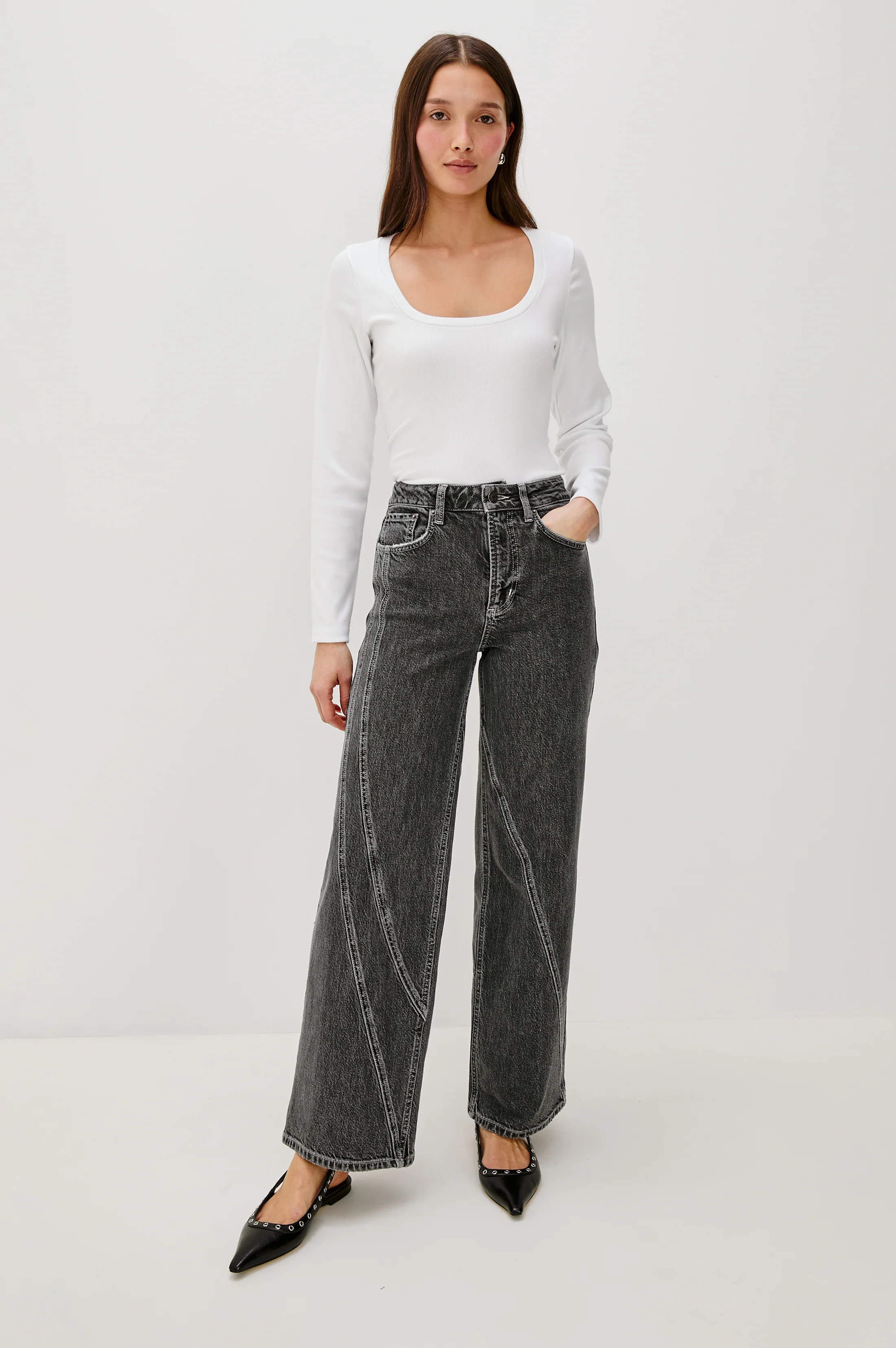 GETTY TWIST SEAM WIDE LEG - WASHED CHARCOAL