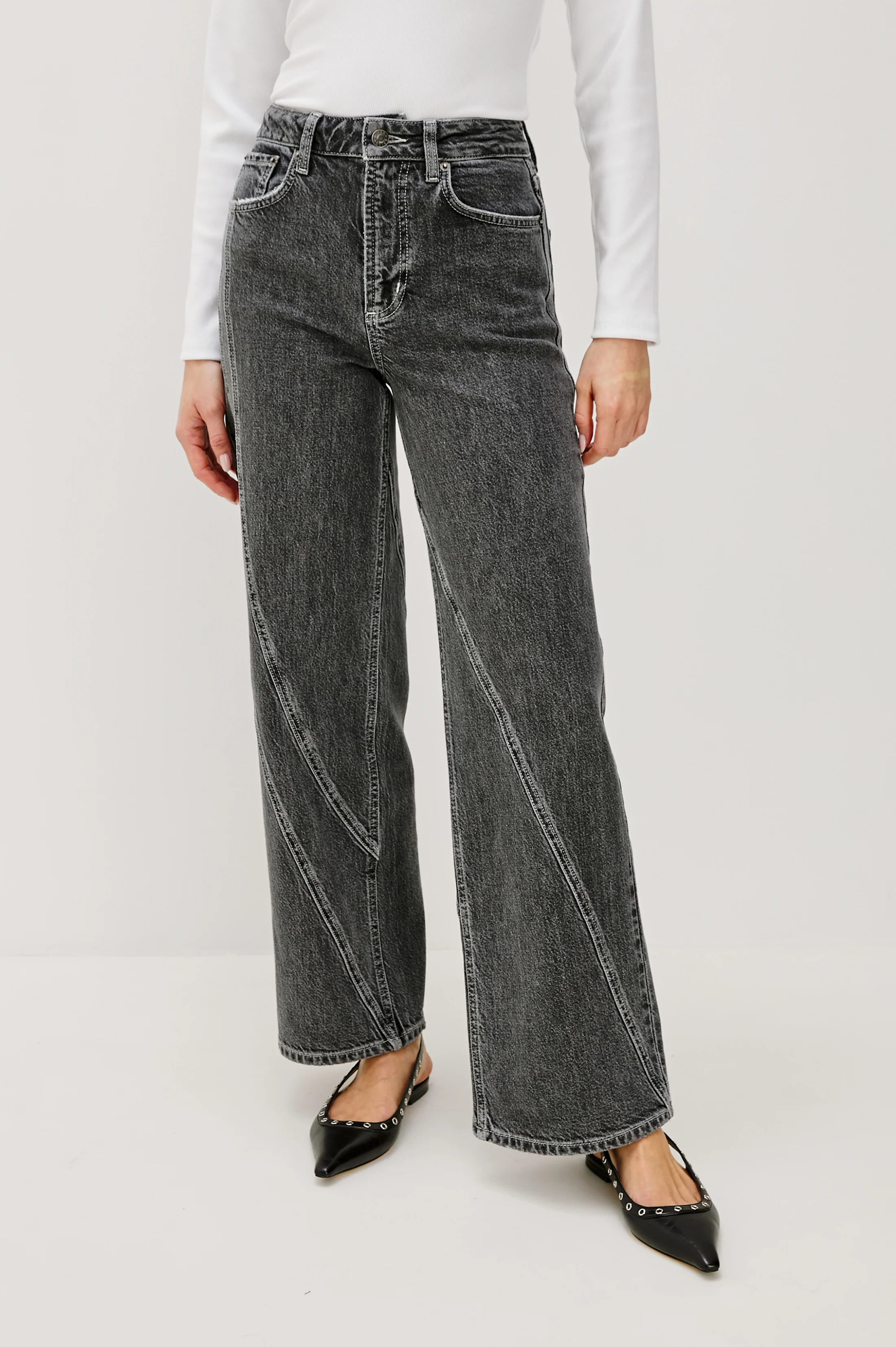 GETTY TWIST SEAM WIDE LEG - WASHED CHARCOAL - Image 3