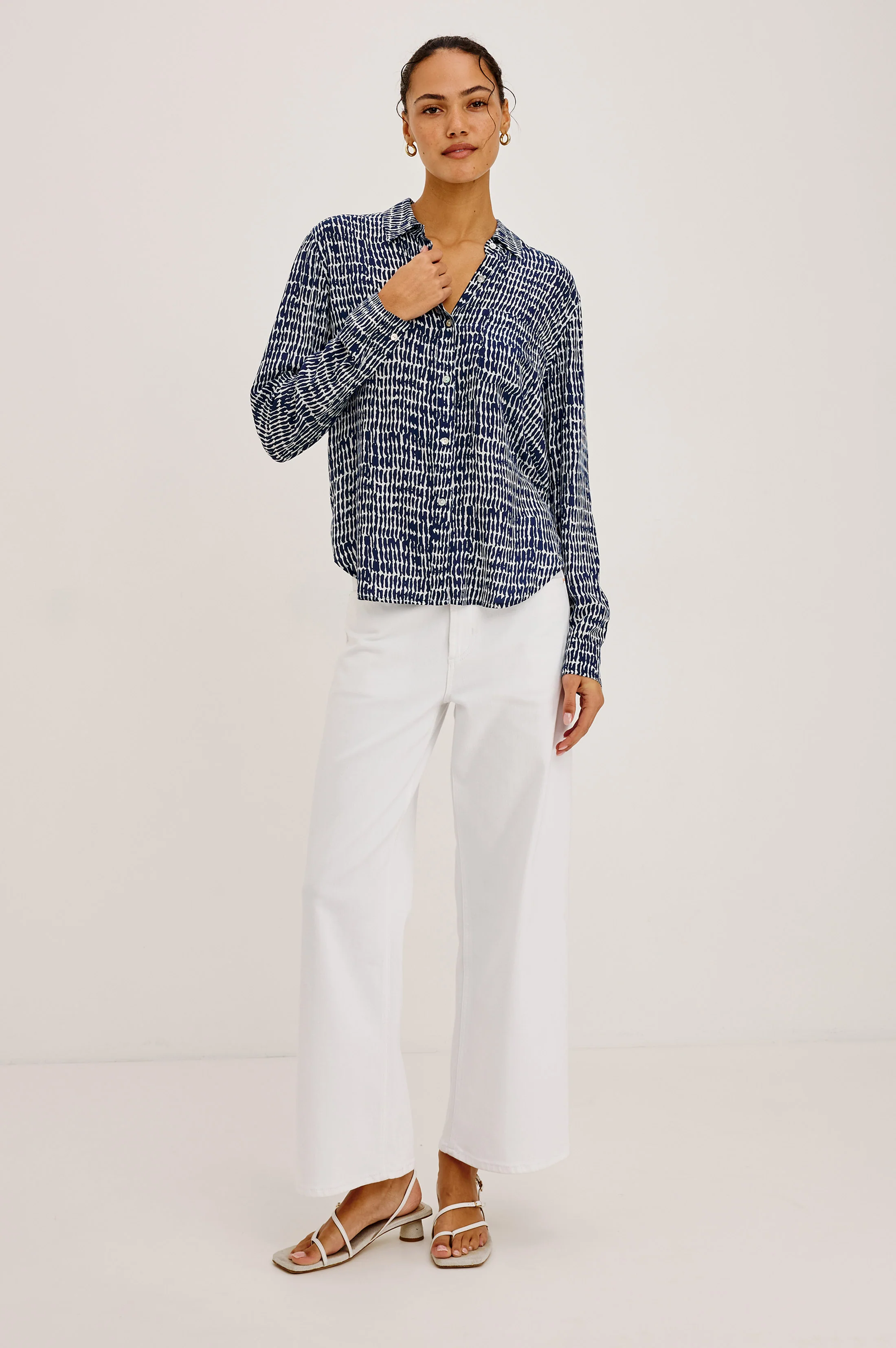 JOSEPHINE SHIRT - NAVY PEBBLED - Image 3