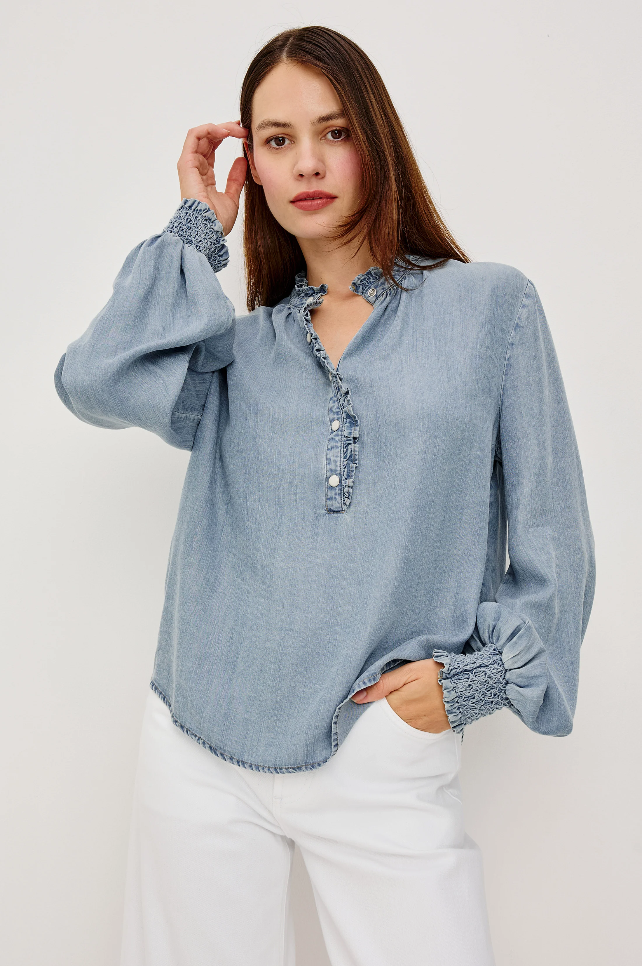 KIMMY TOP - WASHED BLUE