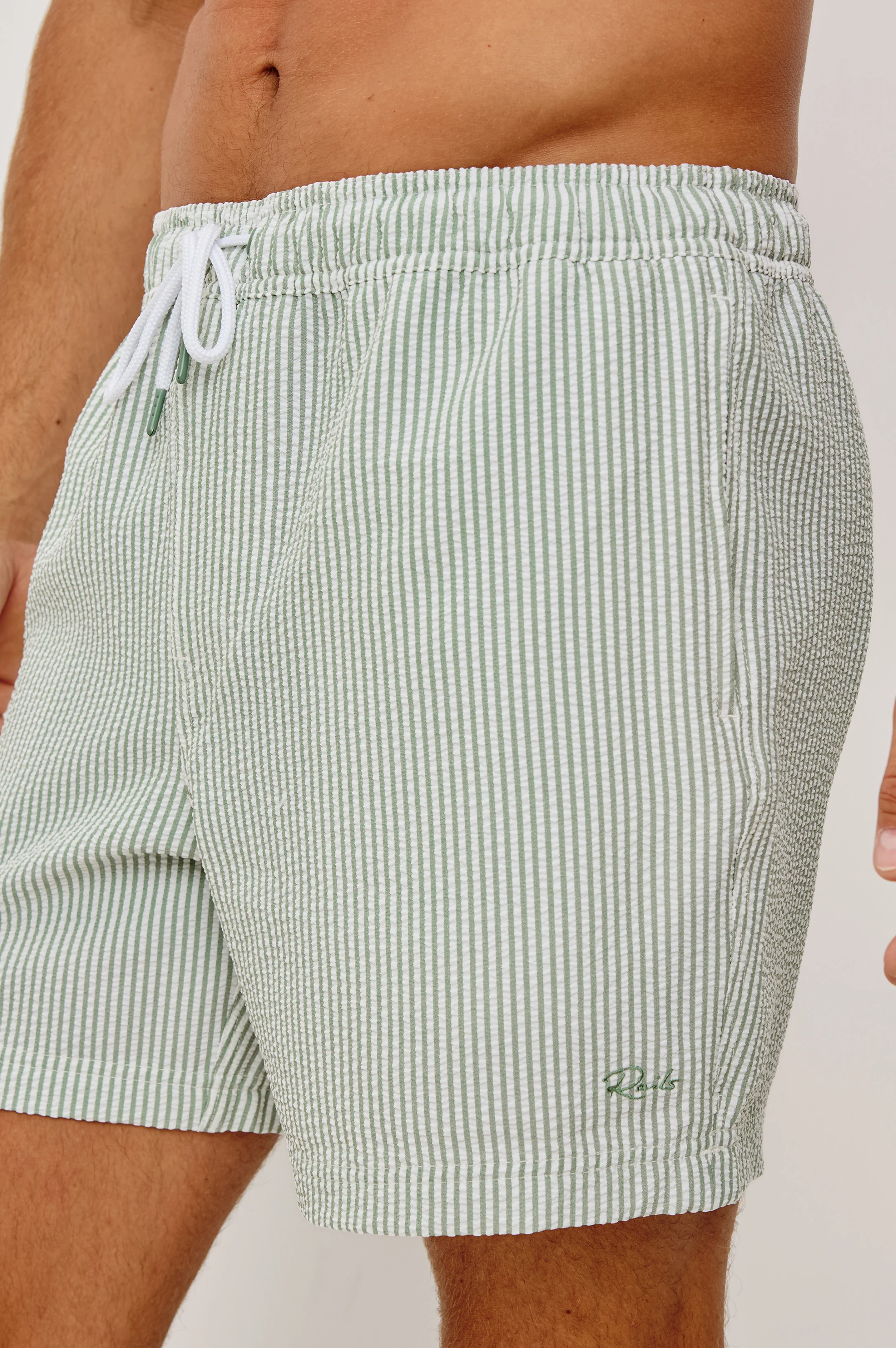 LA BREA SWIM SHORT - SAGE WHITE SEERSUCKER - Image 4