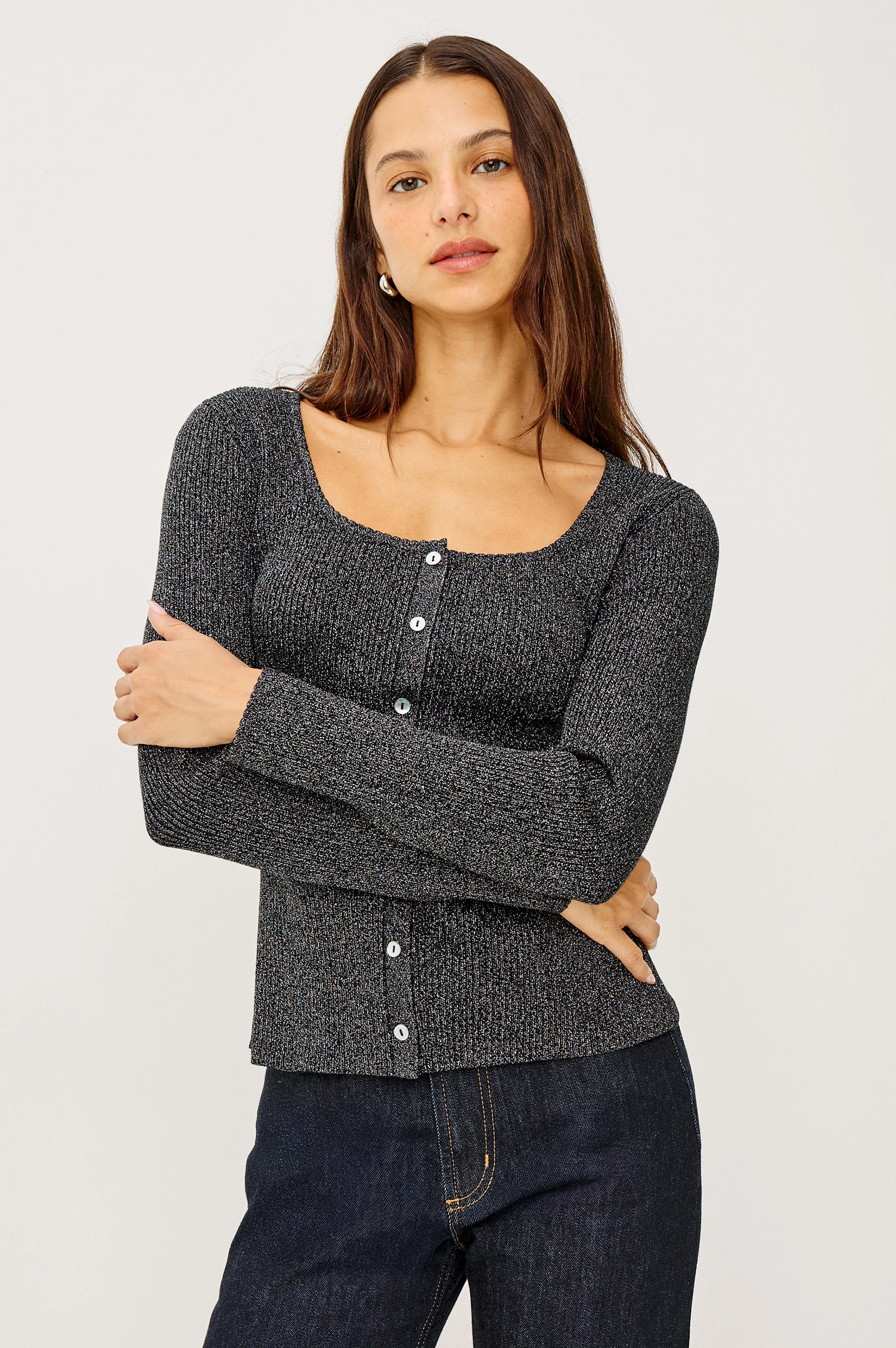 PAULINA SWEATER - GUNMETAL LUREX - Image 3