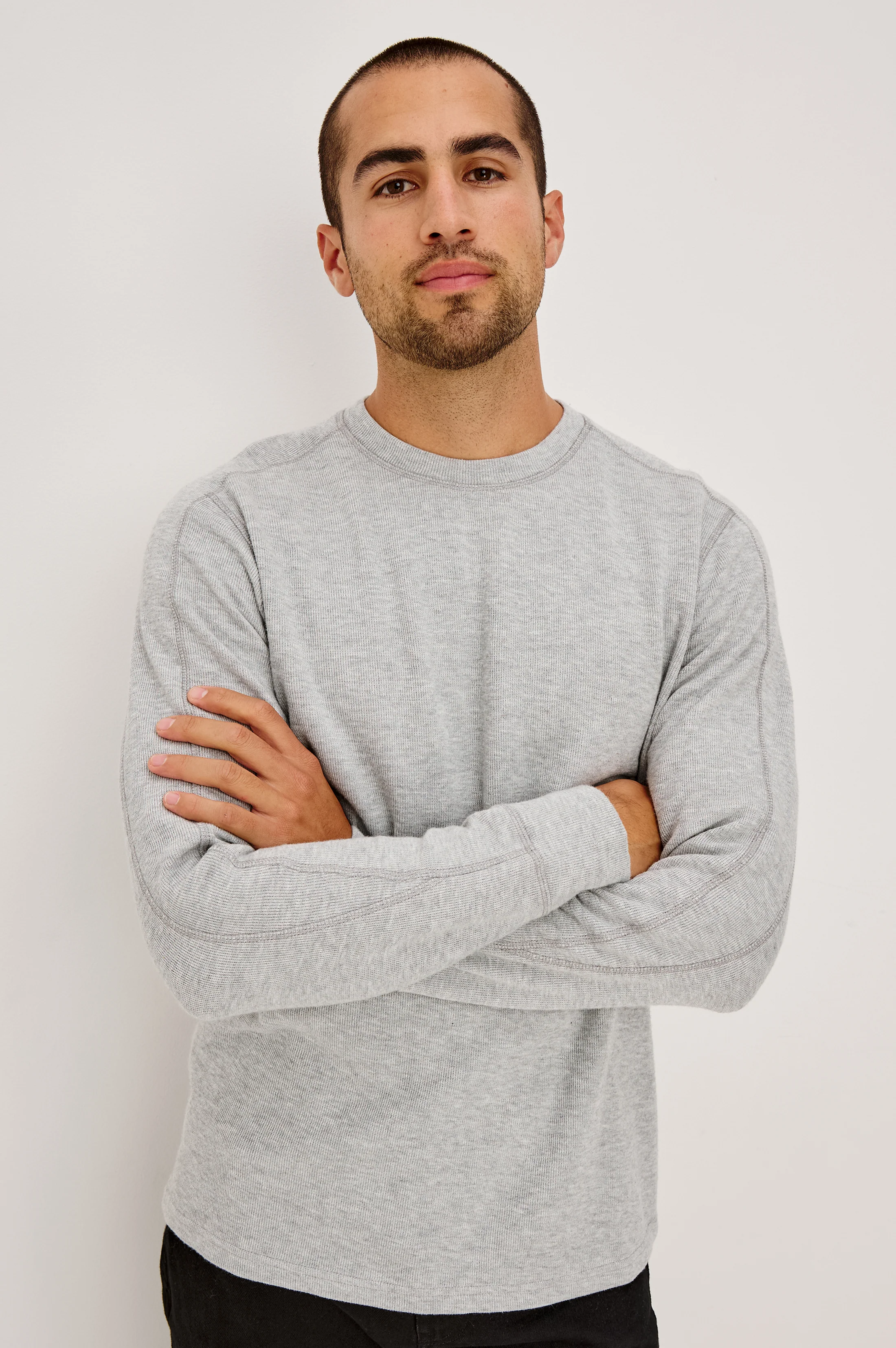 RHEESE LONG SLEEVE TEE - GREY HEATHER - Image 5