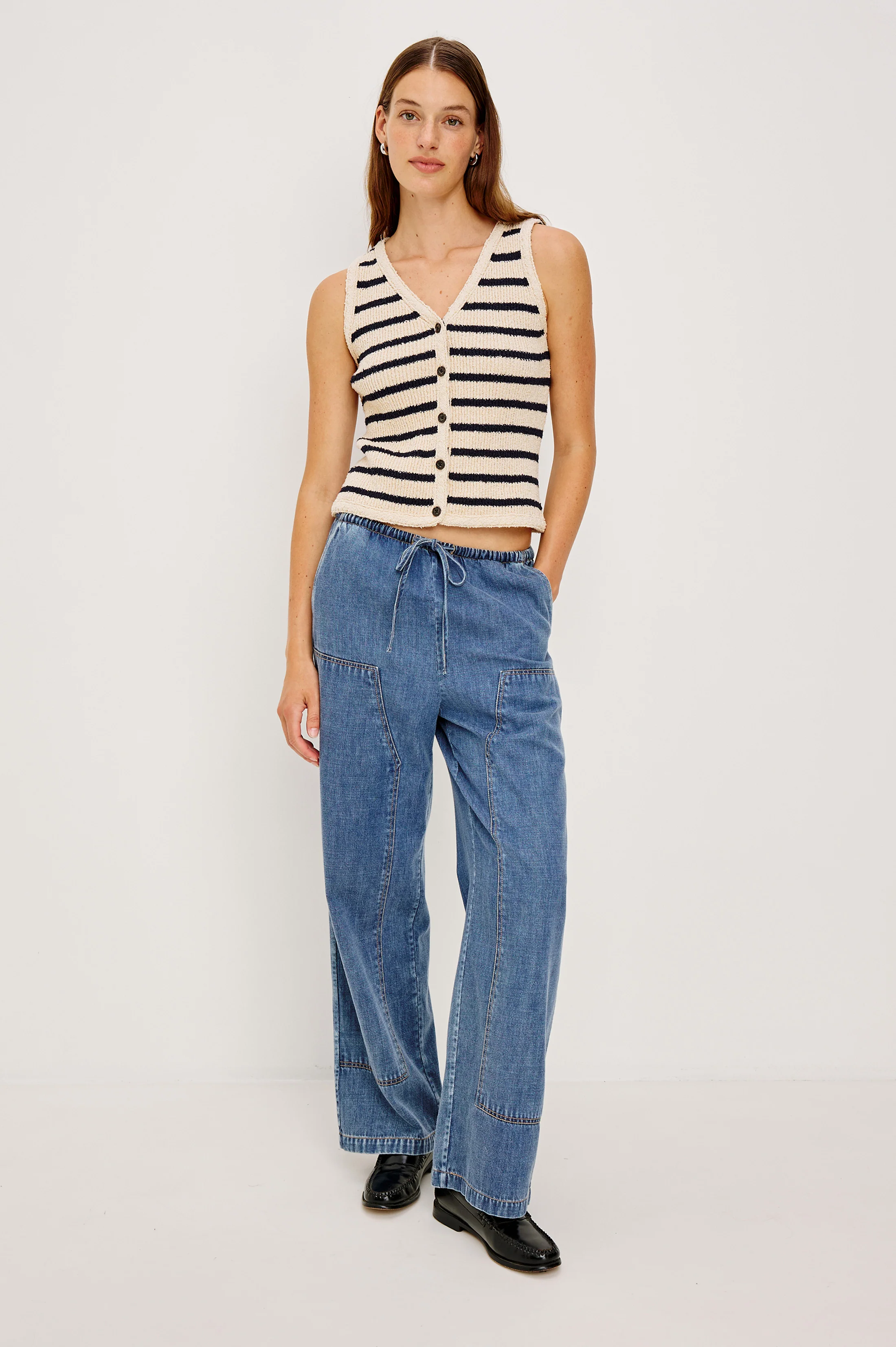 SADE VEST - IVORY NAVY STRIPE - Image 3