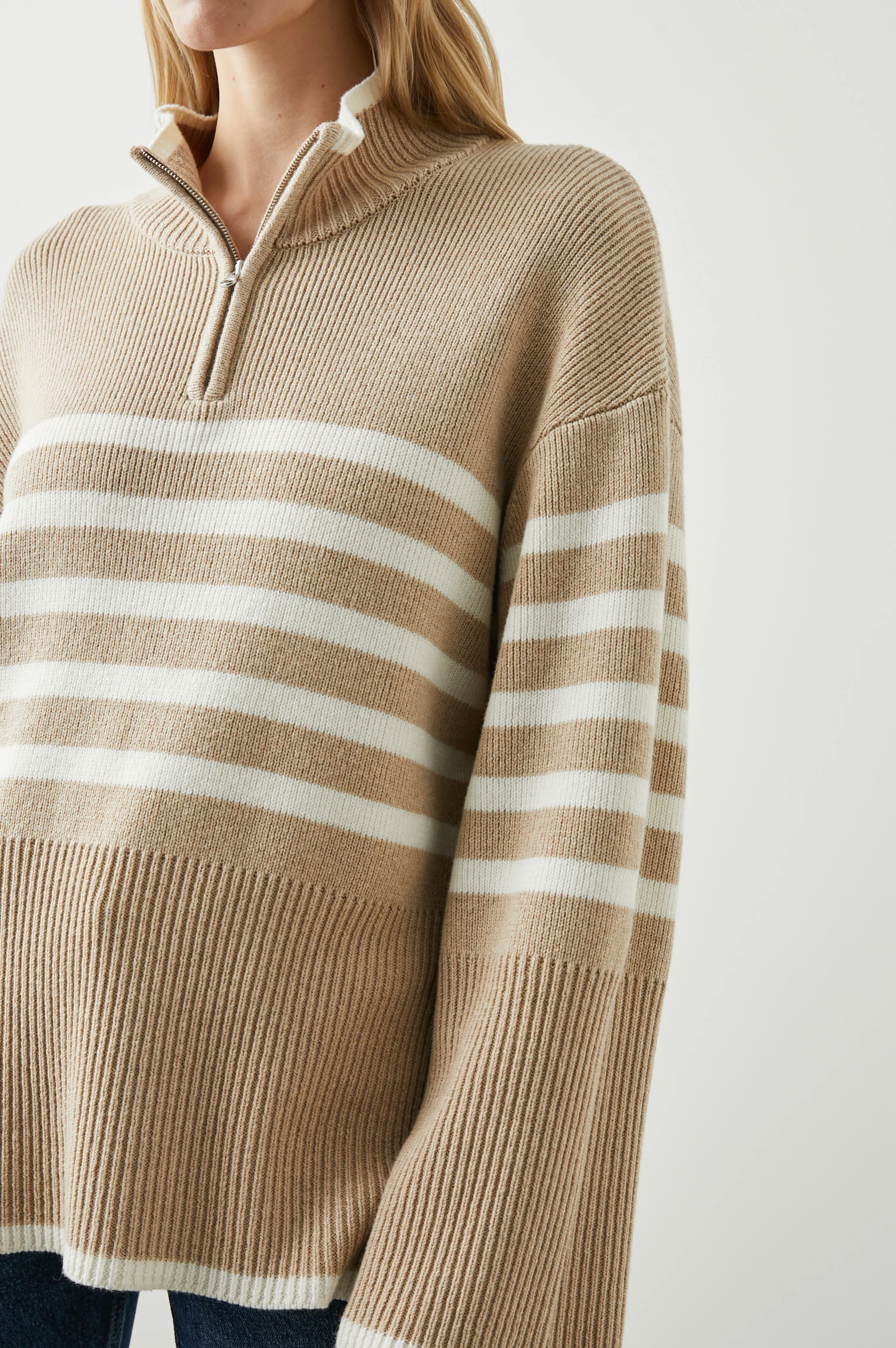 TESSA SWEATER - SAND STRIPE - Image 2