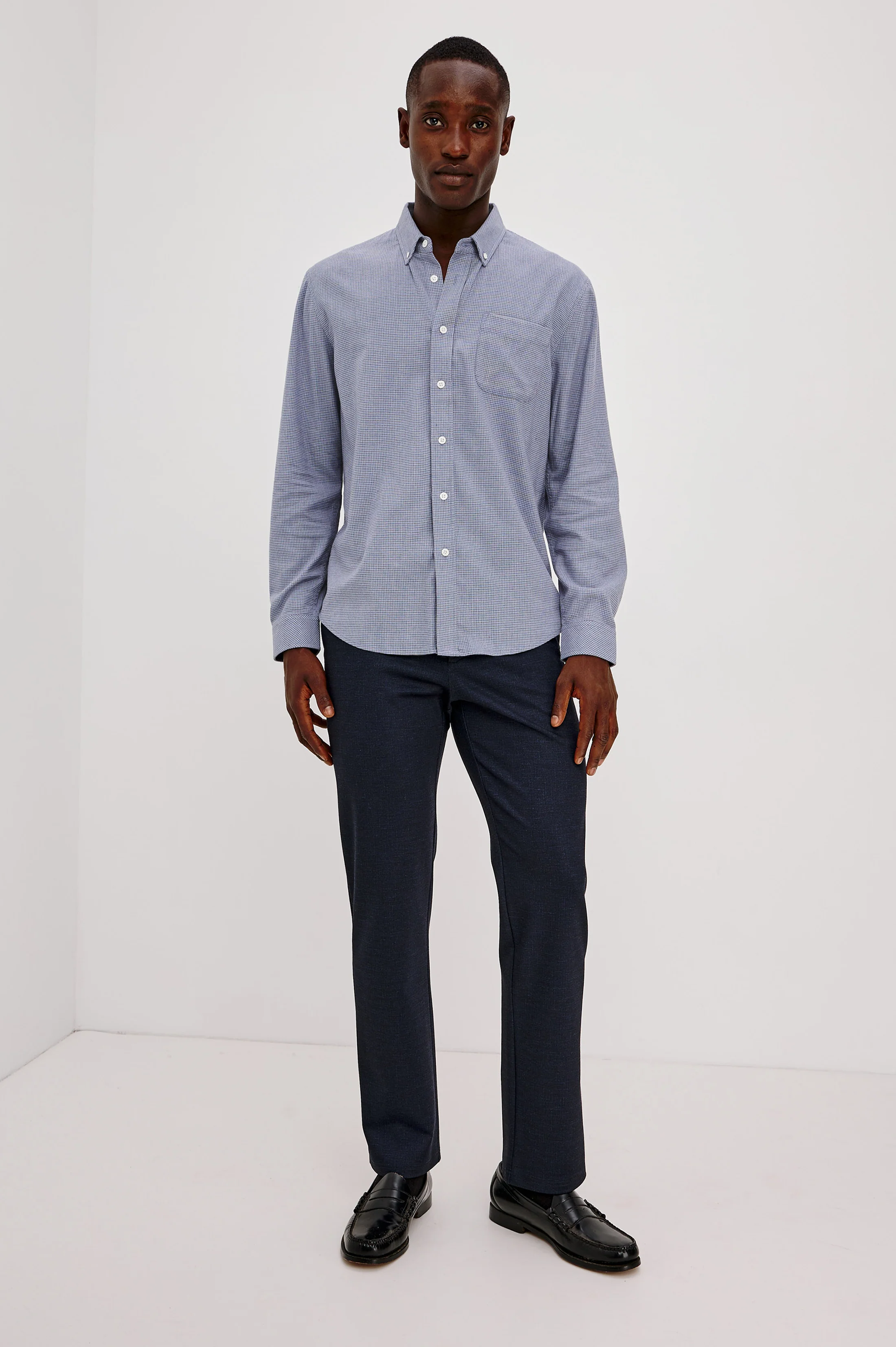 VANCE SHIRT - BLUE HEATHER GRID - Image 3